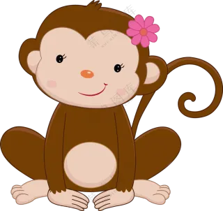 头上有朵小花的小猴子卡通免抠图片