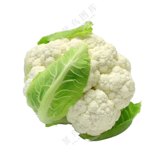 几片绿叶包裹着的花菜免抠图片素材