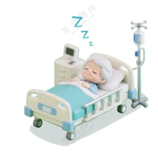 手术后康复中病床上熟睡的老奶奶