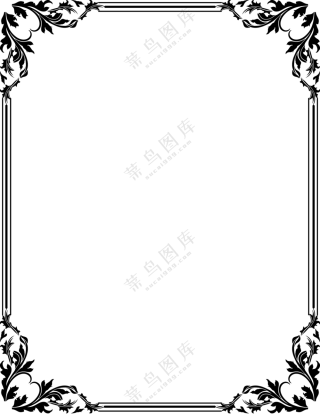 黑白花纹装饰图案边框免抠图片素材