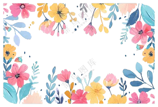 彩色花卉边框装饰