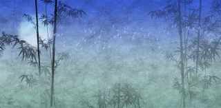水墨风竹林夜色深蓝色意境背景图