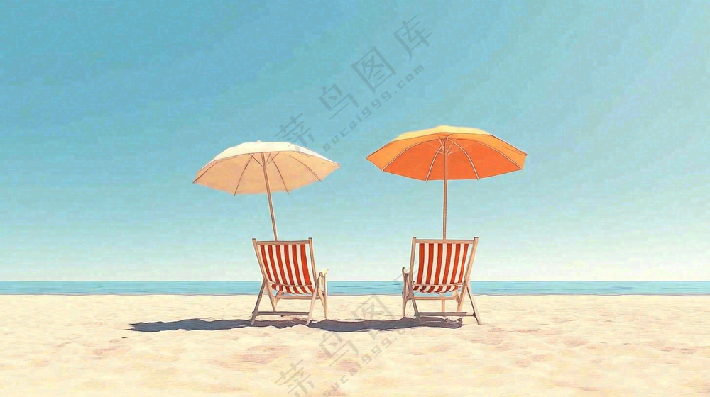 夏日海边沙滩阳光摄影图