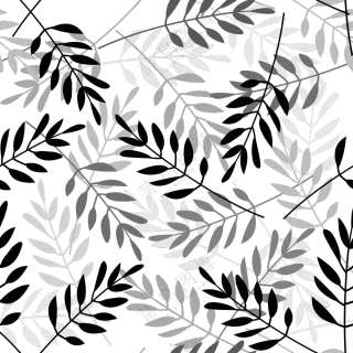 黑白色彩植物枝叶无缝图案免抠图片