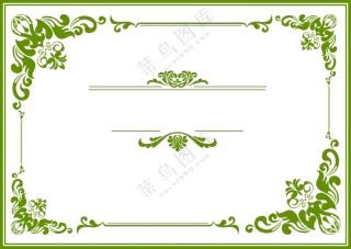 草绿色的花纹图案装饰边框PNG图片
