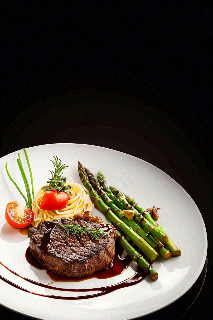 西餐牛排美食摄影图