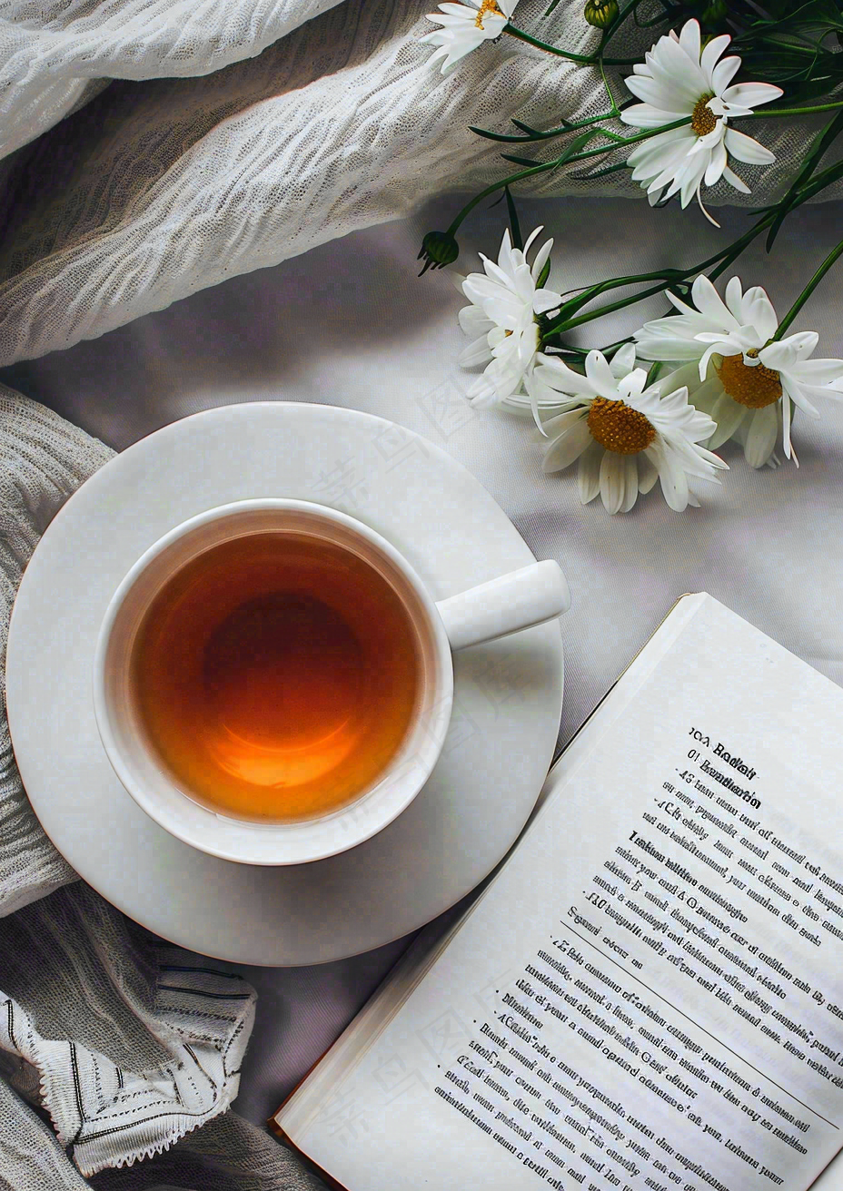 下午茶休闲学习阅读场景世界读书日摄影图