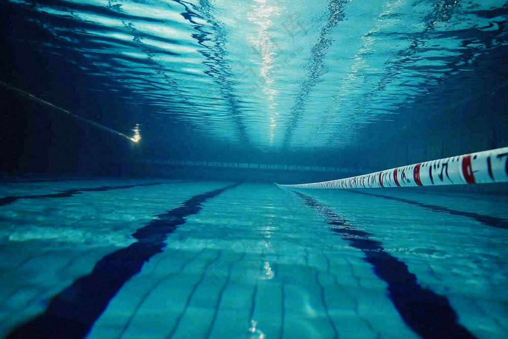 蓝色的游泳池水池摄影图