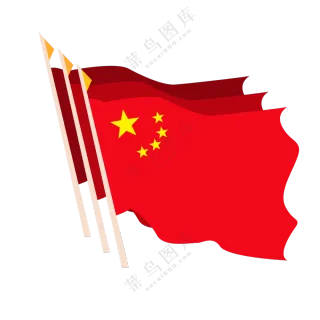 三面风吹飘扬效果红旗免抠图片素材