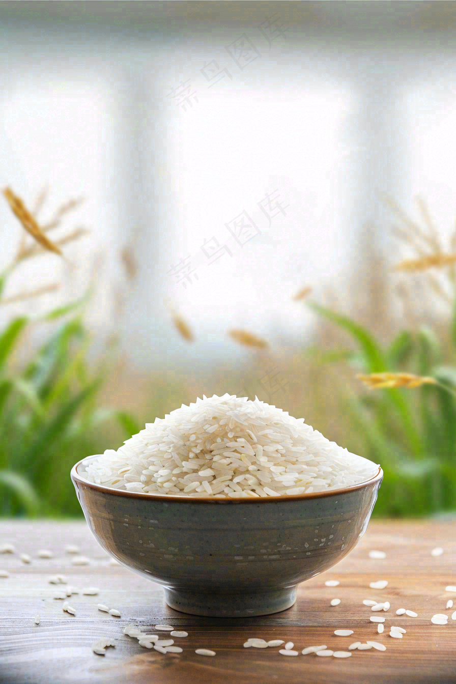 桌子上的米饭碗粮食珍惜粮食世界粮食日摄影图