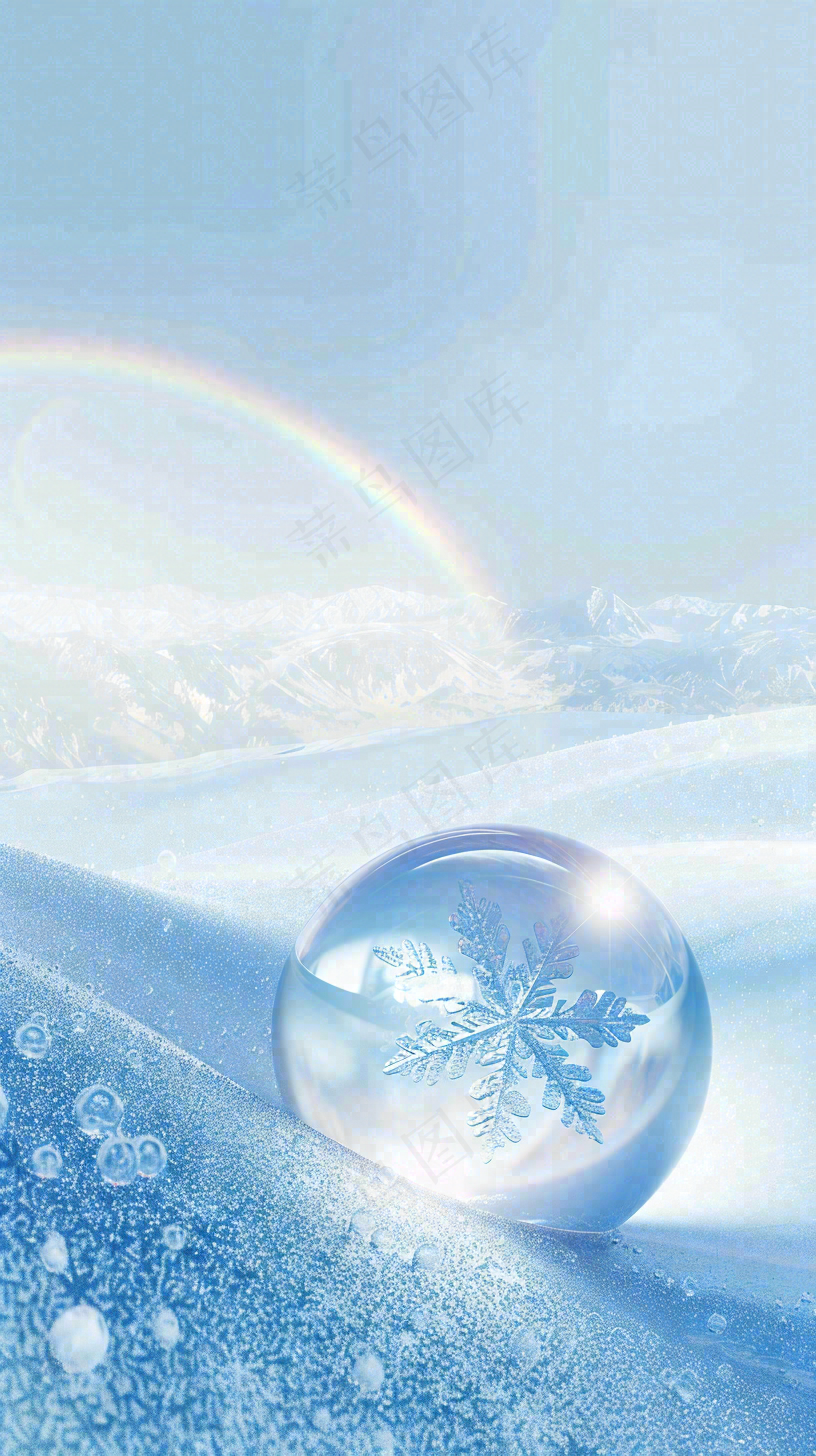 冬天结霜结冰的雪花霜降立冬摄影图