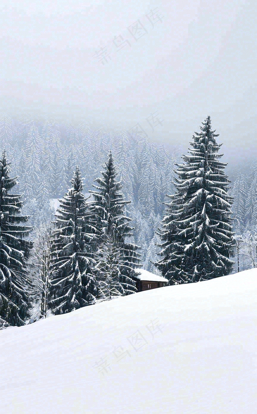 冬天寒冷白雪结冰小寒摄影图