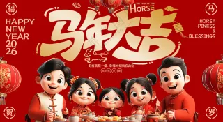 2026年马年大吉麻辣烫团圆宴灯箱