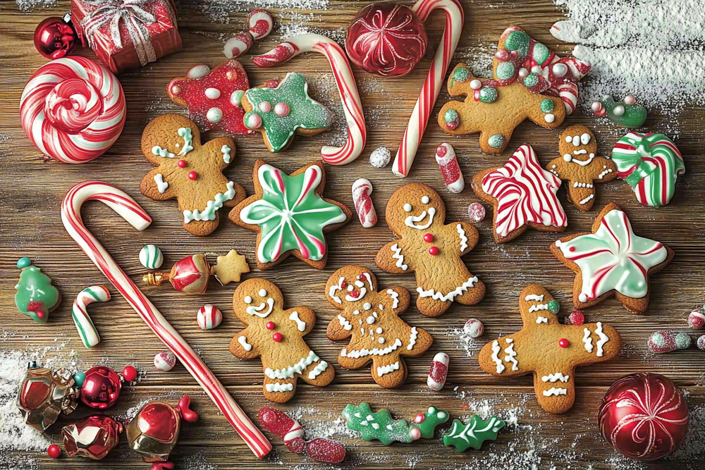 糖果姜饼人圣诞摄影图