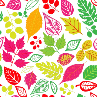 多彩植物树叶四方连续图案免抠图片