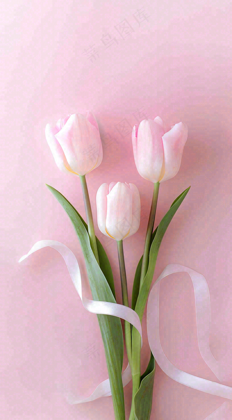 粉色郁金香花束母亲节送花摄影图