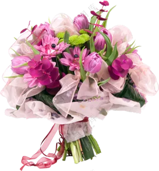 多种花包成的花束免抠PNG图片素材