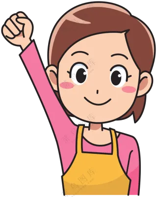 握拳手势美女人物插画创意免抠图片