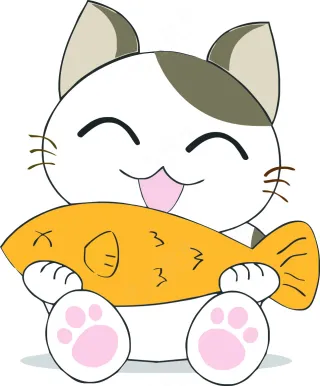 卡通吃鱼的猫