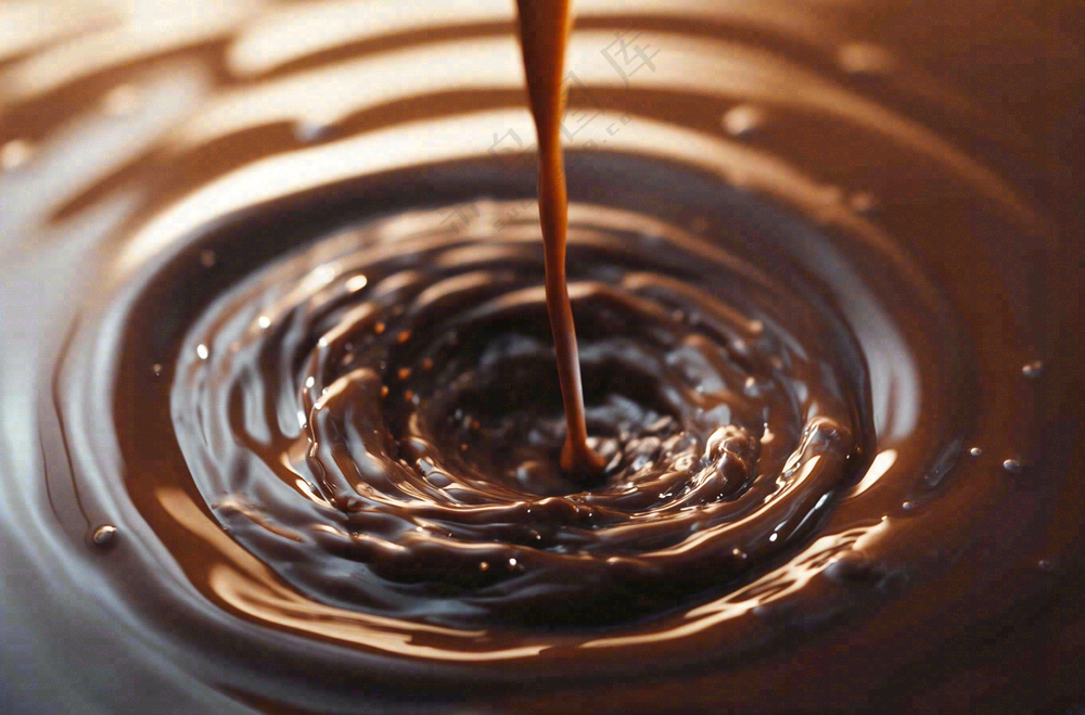 融化的黑巧巧克力美食摄影图