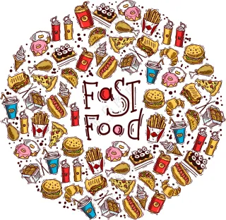 手绘风快餐食品
