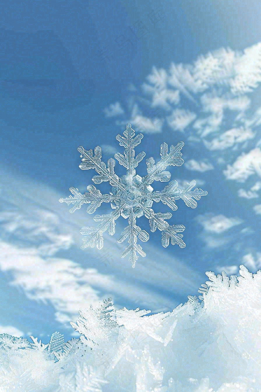 冬天寒冷白雪结冰小寒摄影图