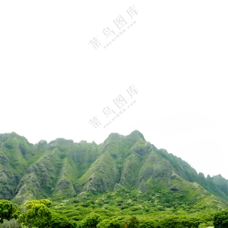 青翠葱茏树木植被群山风光免抠图片