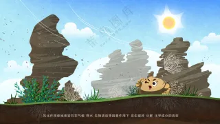 戈壁环境-卡通插画-风化作用
