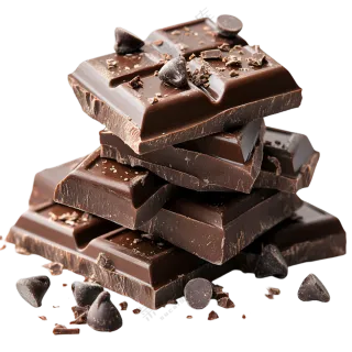 堆叠的美味黑巧克力块