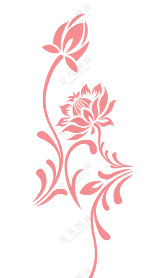 荷花元素花纹装饰图案免抠PNG素材