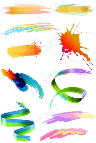 炫彩线条涂鸦动感彩色渐变笔刷元素大合集