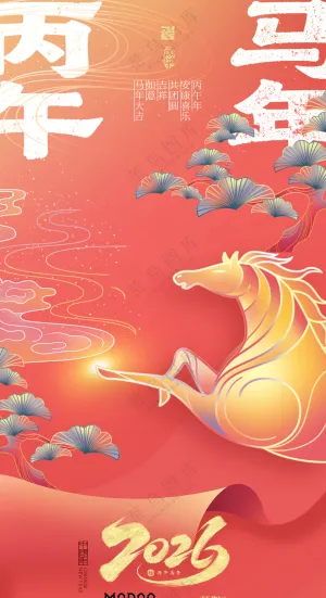 马年丙午马年中国风新春海报