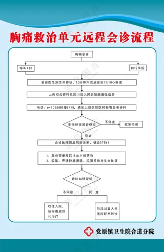 胸痛救治单元远程会诊救治流程图