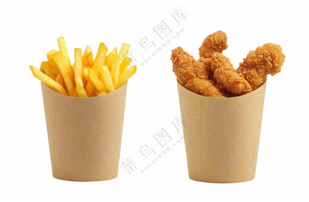 薯条鸡米花食物摄影图免抠