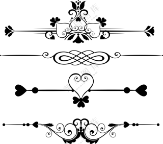 桃心花纹等图案分割线装饰免抠图片