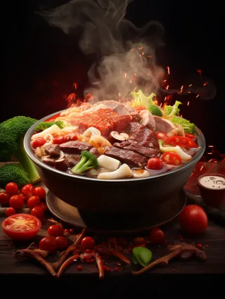 中式川味火锅摄影图
