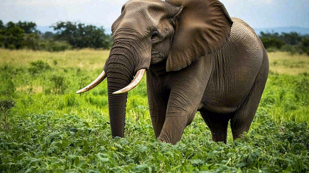 非洲大草原大象象群野生动物保护动物摄影图