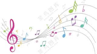 波形曲线与飘扬的音符免抠图片素材