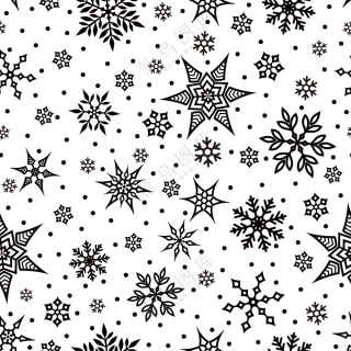 黑白效果雪花图案无缝拼接免抠图片