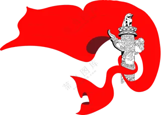 红绸子缠绕的素描华表创意免抠图片