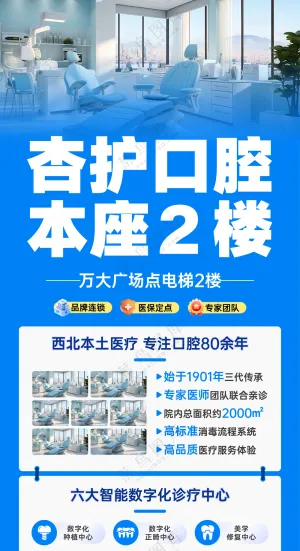 牙科门诊口腔商场到店指引KT版路牌道旗展架