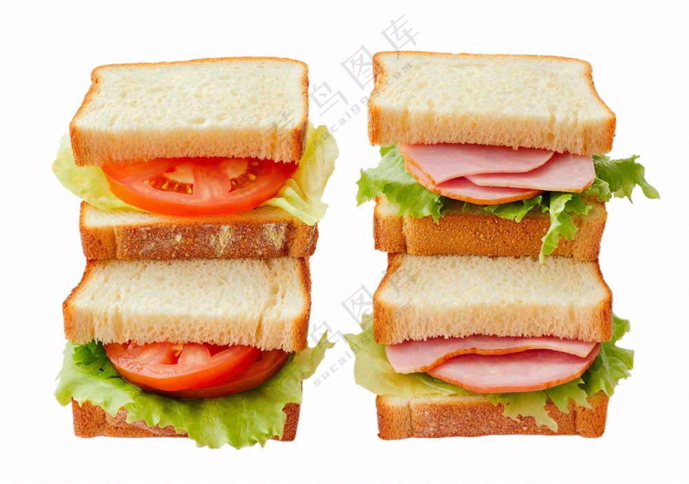 芝士培根三明治美食西餐摄影图免抠