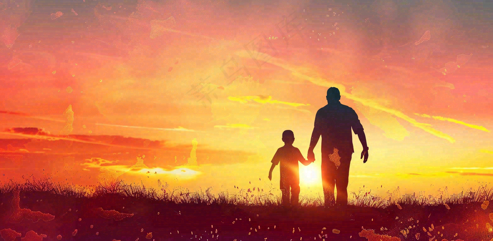 父亲节爸爸和孩子剪影亲情摄影图