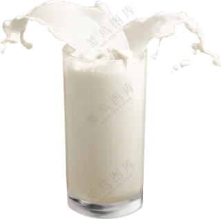 玻璃杯溢出飞溅的牛奶免抠图片素材