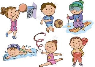 在进行多种体育运动的儿童免抠图片