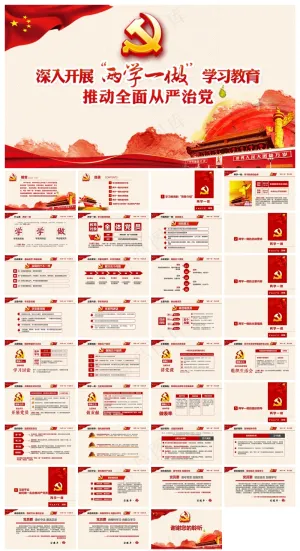 两学一做党课课件PPT模板预览图