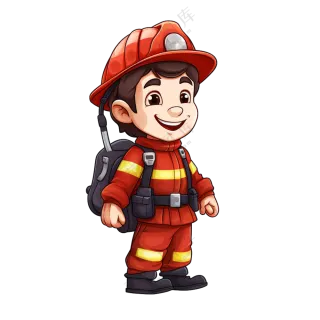 创意人物职业消防员小朋友