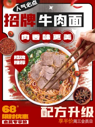 招牌牛肉面配方升级灯箱片海报