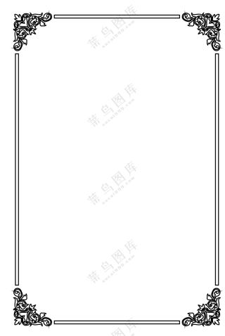 黑白复古花纹装饰边框免抠图片素材