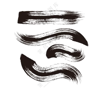 不同路径水墨笔触创意PNG图片素材
